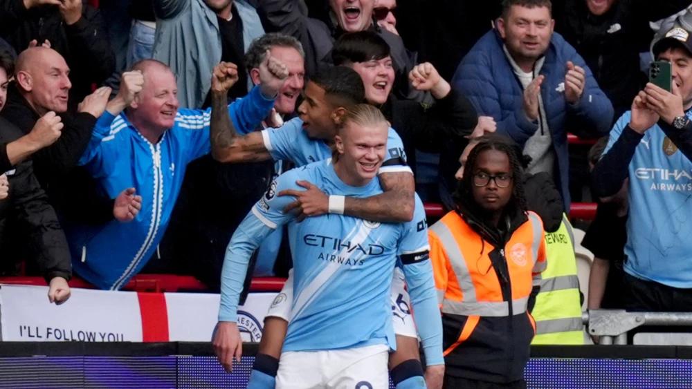 Erling Haaland the difference as Premier League title-chasers Manchester City edge Brentford