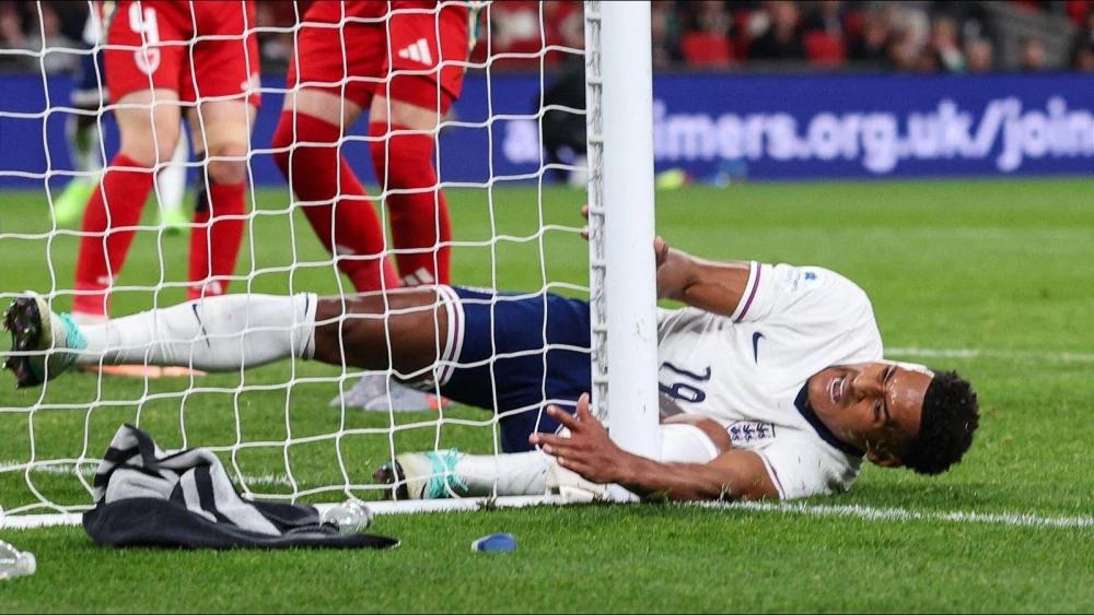 Ollie Watkins confirms he's 'ok' after post collision in England rout of Wales